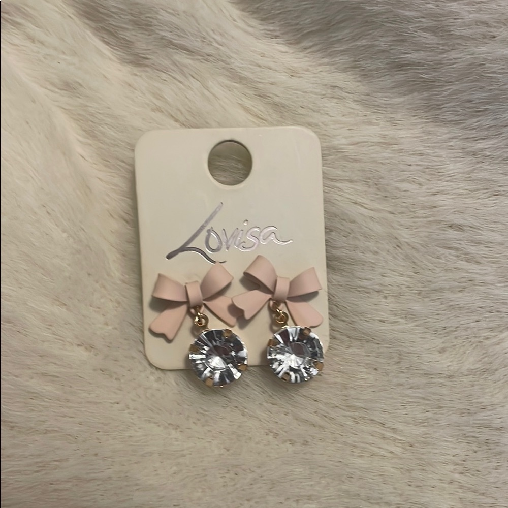 Lovisa Pink Bow with Crystal Earrings